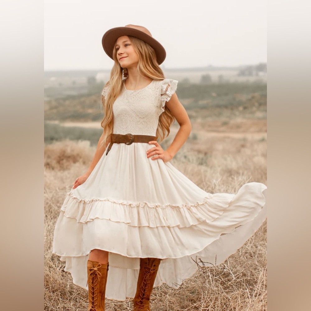 Girls Cream Petticoat Dress